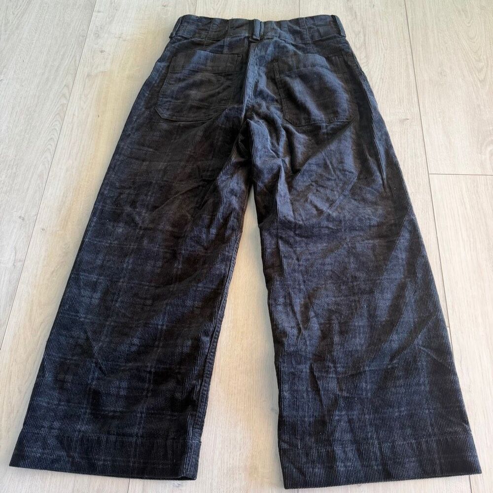 Maeve The Colette Cropped Wide-Leg Pants Plaid Corduroy Edition Black Size 27P - Picture 7 of 10